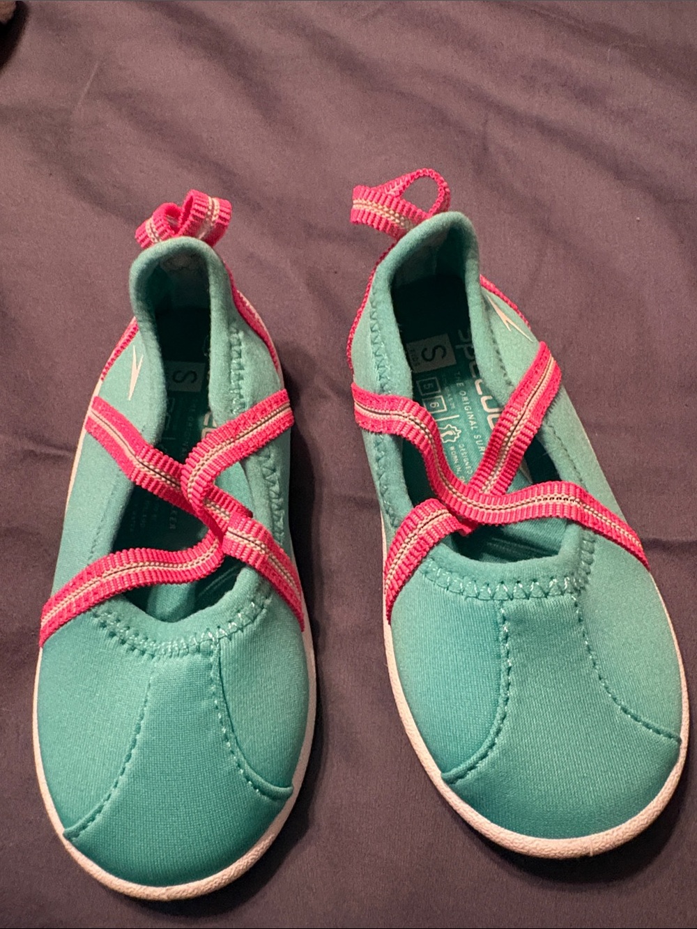 Speedo Teal Kids Water Shoes with Pink Straps